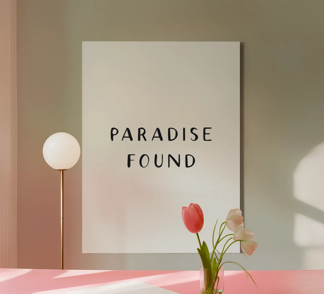Paradise Found - Minimalist typography design canvas with Floater frame by Whole©