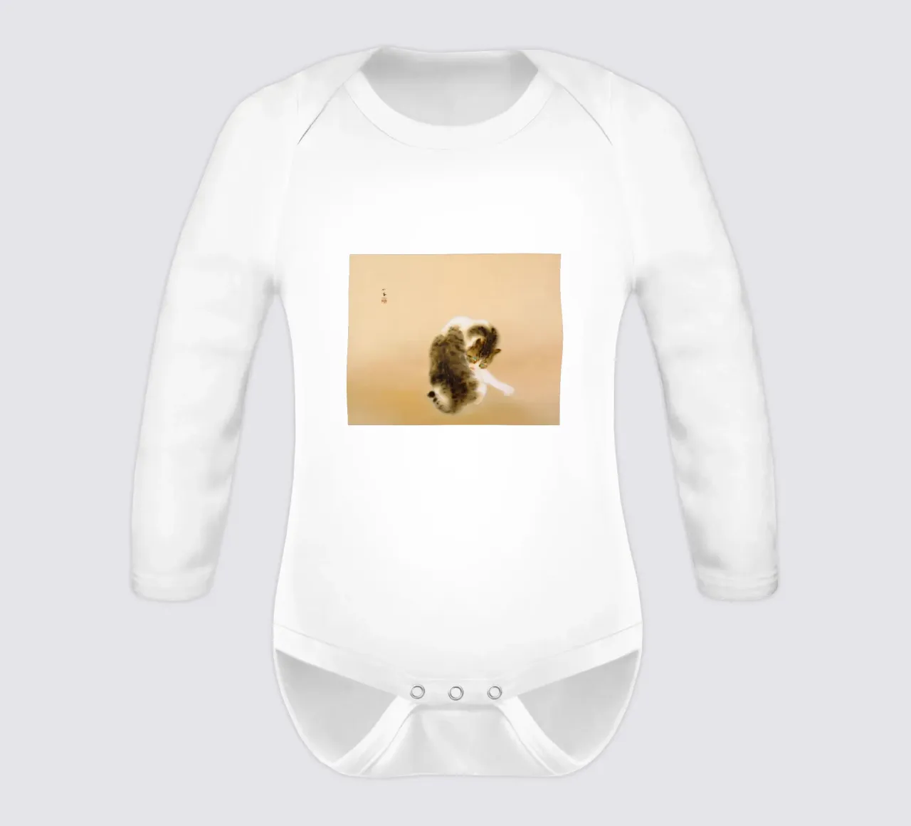 Takeuchi Seihō - Tabby Cat long-sleeve baby romper by ARTOTHEK
