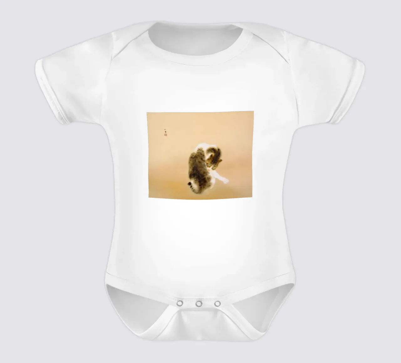 Takeuchi Seihō - Getigerte Katze Kurzarm Babybody von ARTOTHEK