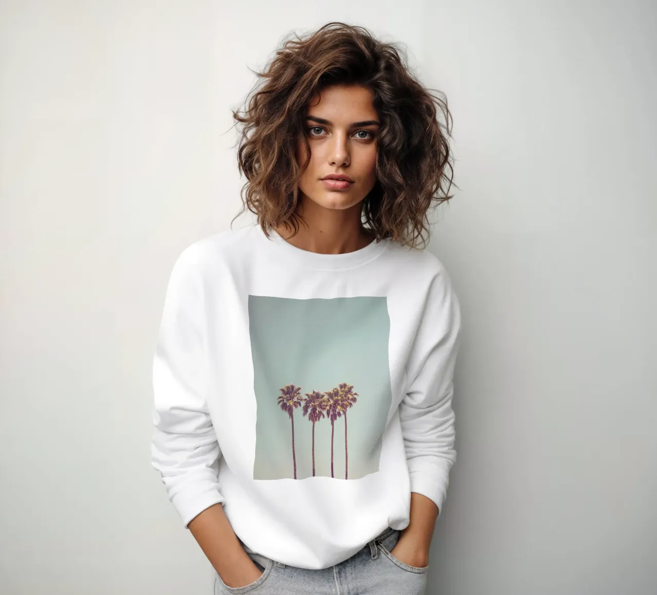 Minimalist palm art - retro summer vibes sweatshirt by Whole©