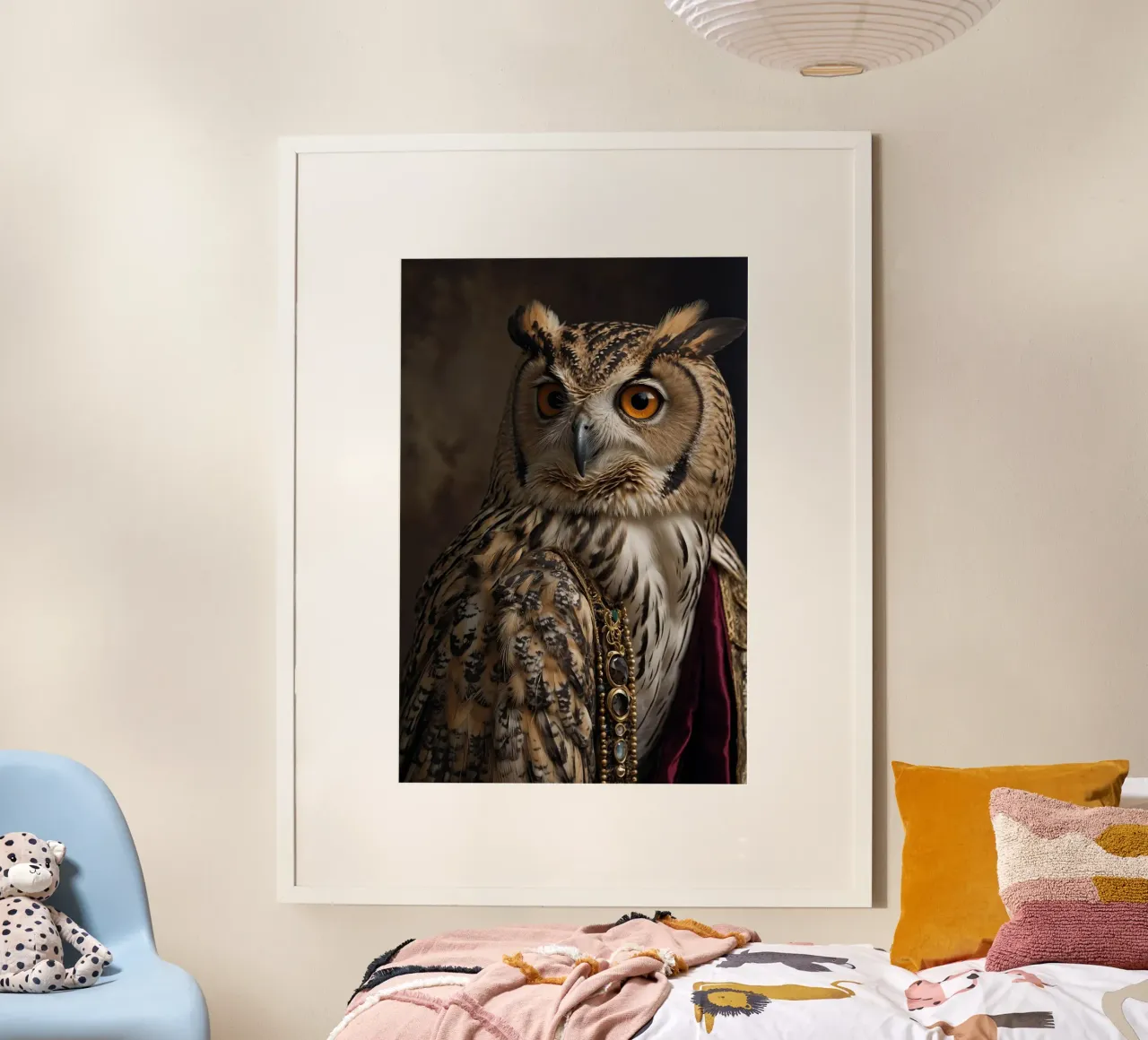 Lord Hootsworth - Il Nobile Gufo poster con telaio in legno da Beasts of Nobility