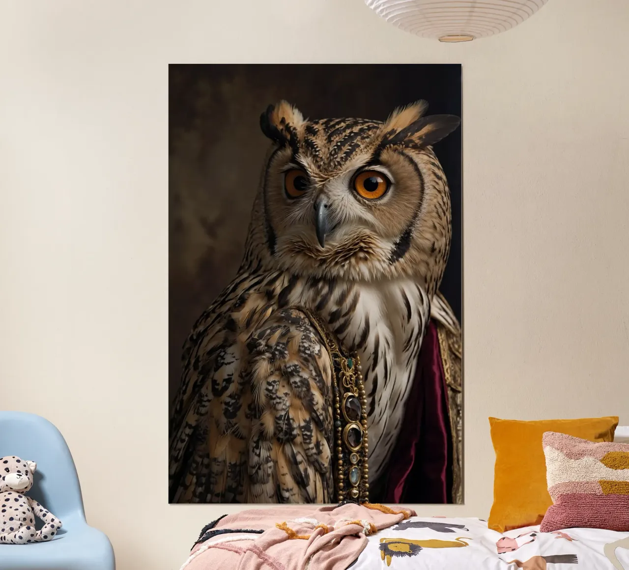 Lord Hootsworth - Il Nobile Gufo poster con telaio in legno da Beasts of Nobility