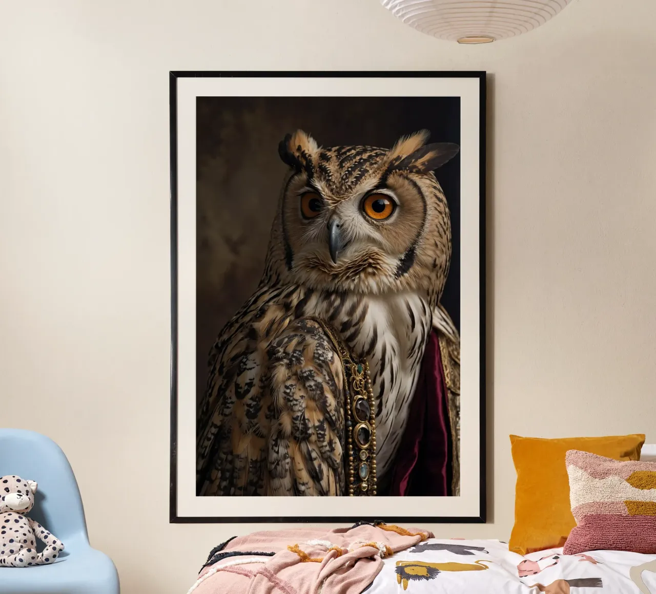 Lord Hootsworth - Il Nobile Gufo poster con telaio in legno da Beasts of Nobility