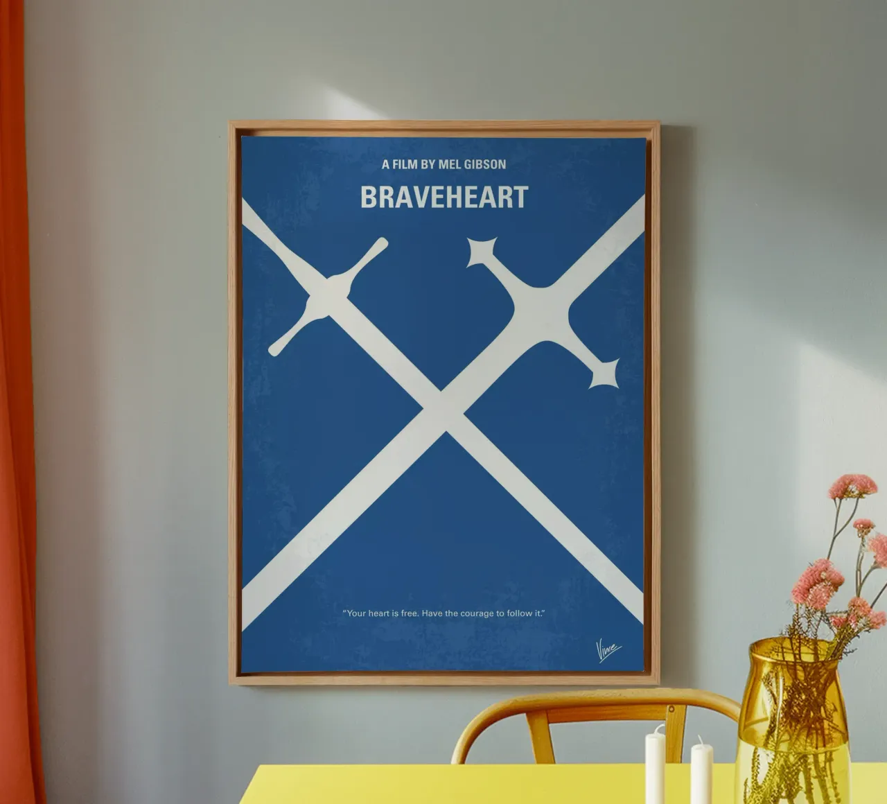 No507 My Braveheart minimal movie poster canvas with Floater frame by Chungkong