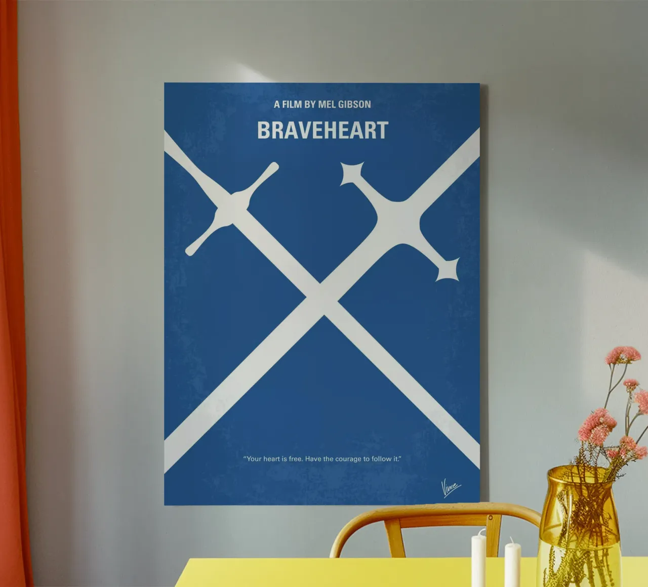 No507 My Braveheart minimal movie poster canvas with Floater frame by Chungkong