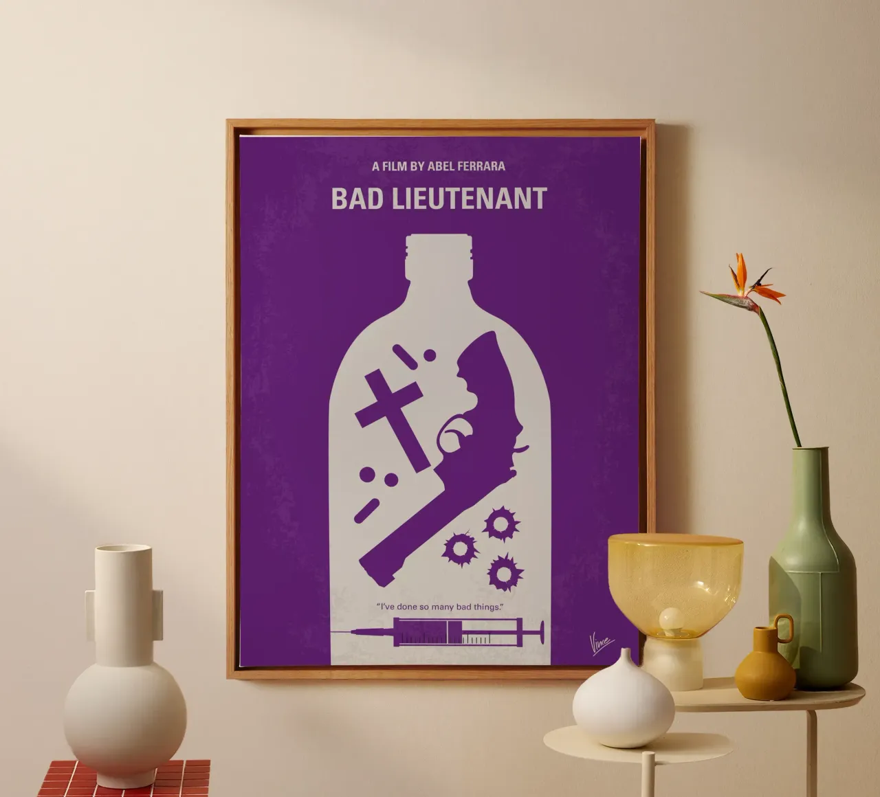 No509 My Bad Lieutenant minimal movie poster tela con Cornice a cassetta da Chungkong