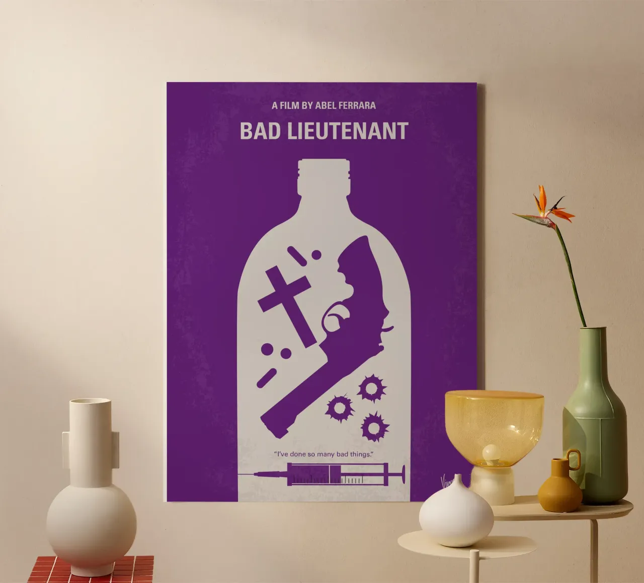 No509 My Bad Lieutenant minimal movie poster tela con Cornice a cassetta da Chungkong