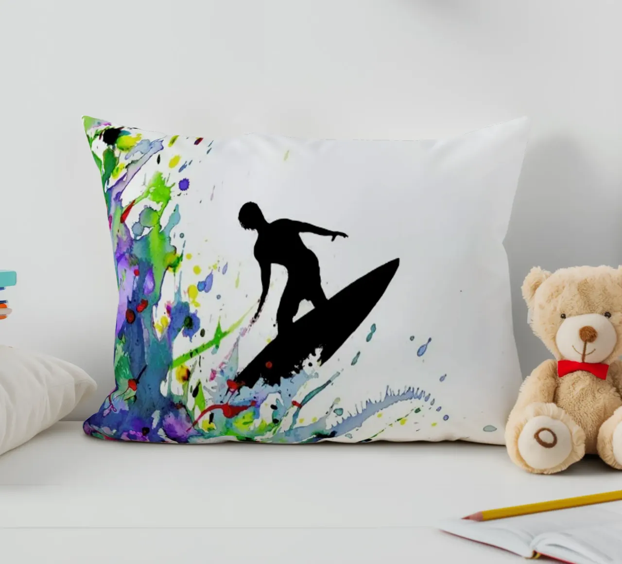 A Pollock's Point Break decorative cushion by Marc Allante