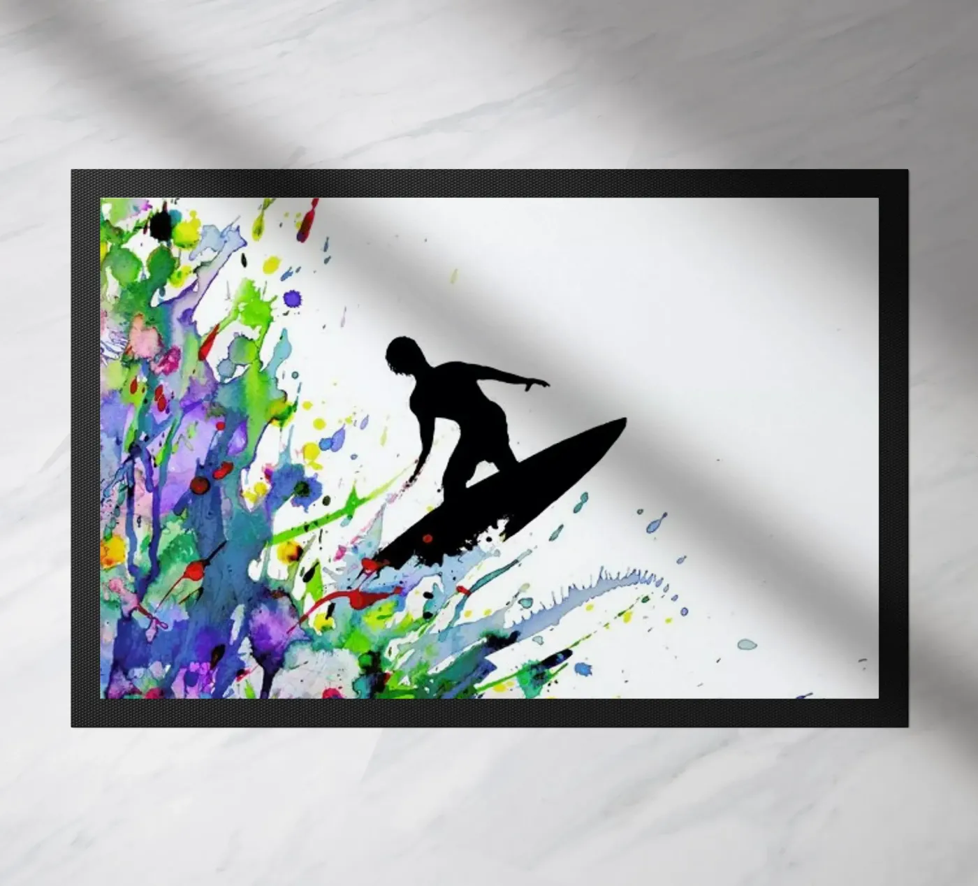 A Pollock's Point Break doormat by Marc Allante