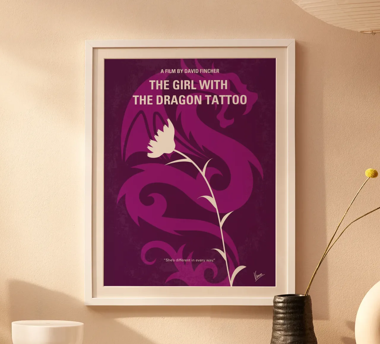 No528 My The Girl with the Dragon Tattoo minimal movie poste poster con telaio in legno da Chungkong