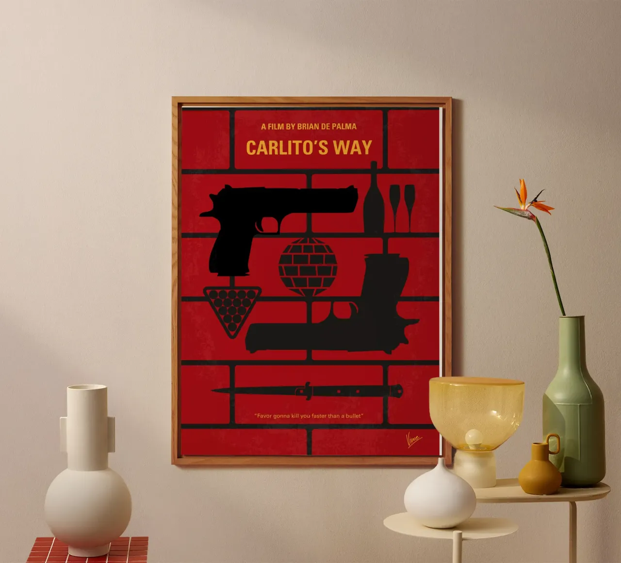 No530 My Carlitos Way minimal movie poster alluminio dibond da Chungkong