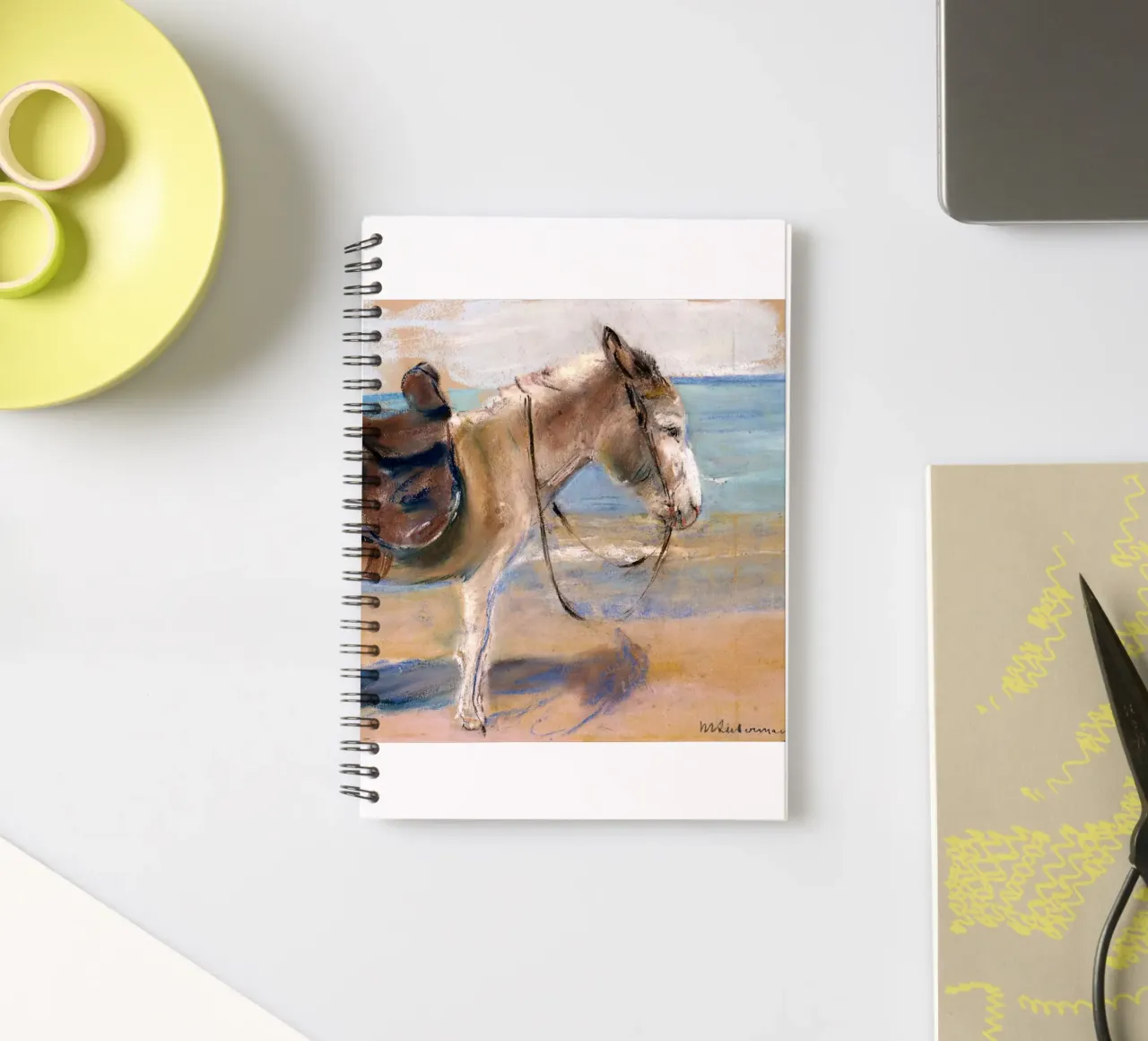 Max Liebermann: Donkey on the beach of Noordwijk. 1908 spiral notebook by ARTOTHEK