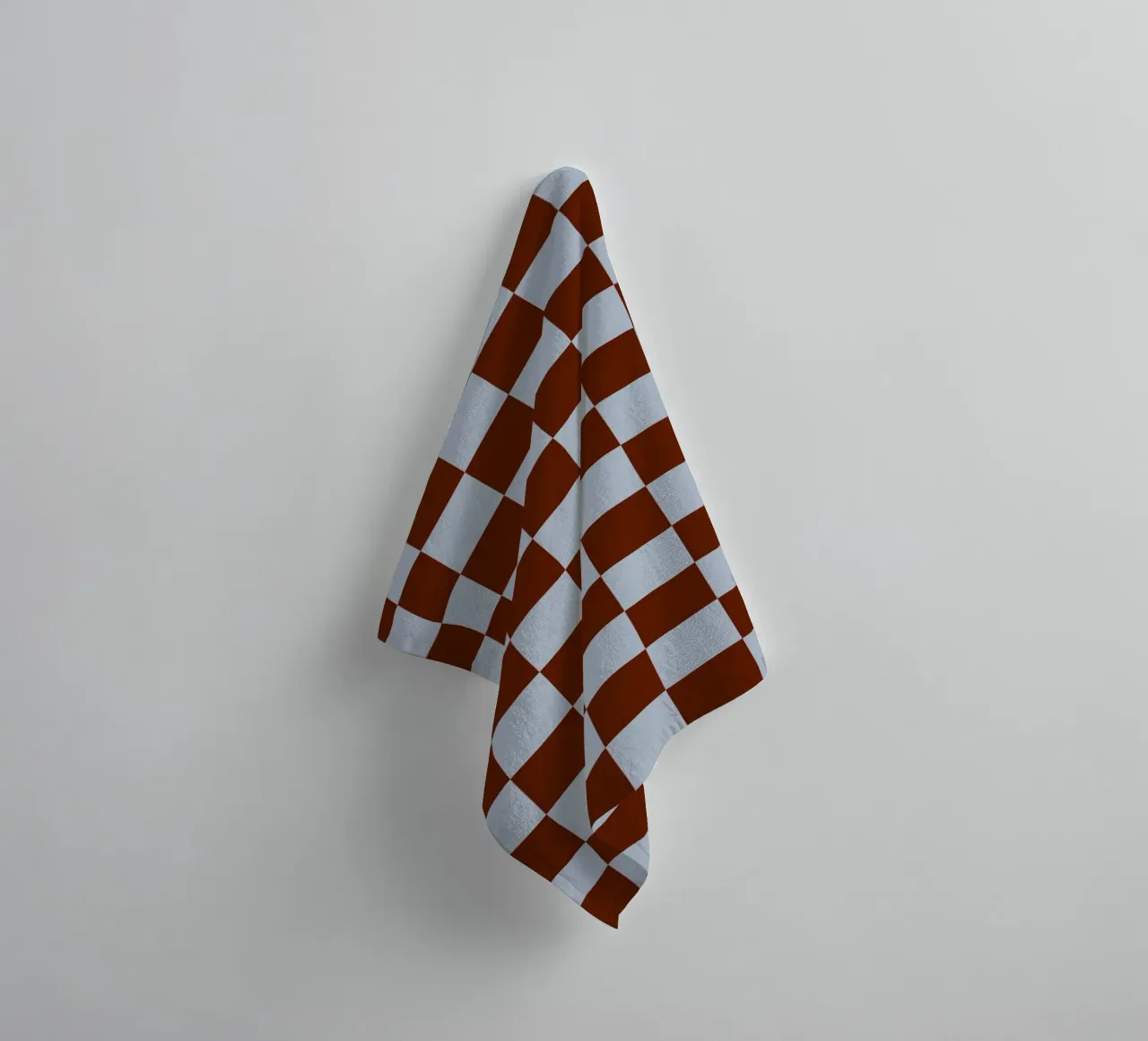 Checkerboard I - Blue Brown towel by Galaxy Eyes