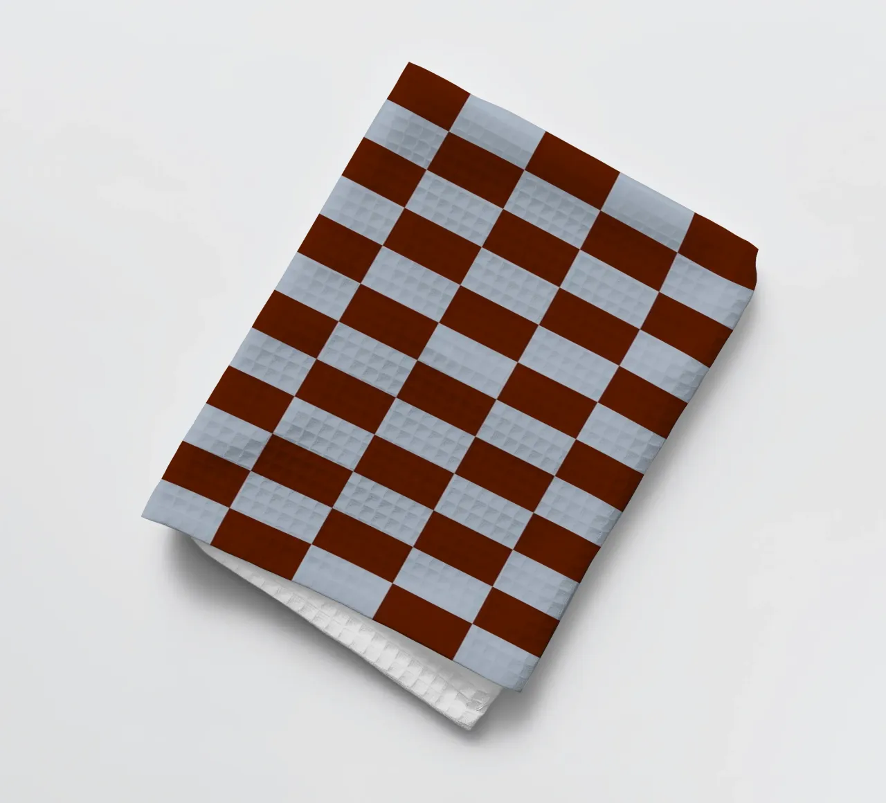 Checkerboard I - Blue Brown tea towel by Galaxy Eyes