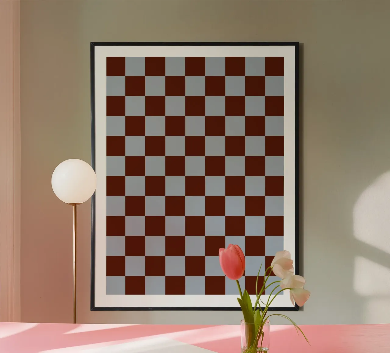 Checkerboard I - Blue Brown hahnemühle by Galaxy Eyes