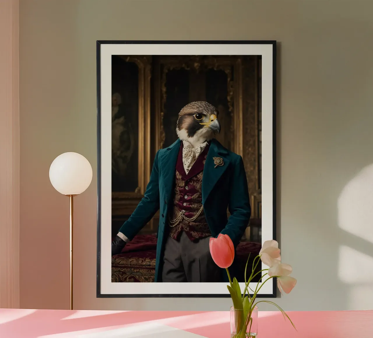 Sir Peregrine von Talon - Il falco aristocratico poster con telaio in alluminio da Beasts of Nobility