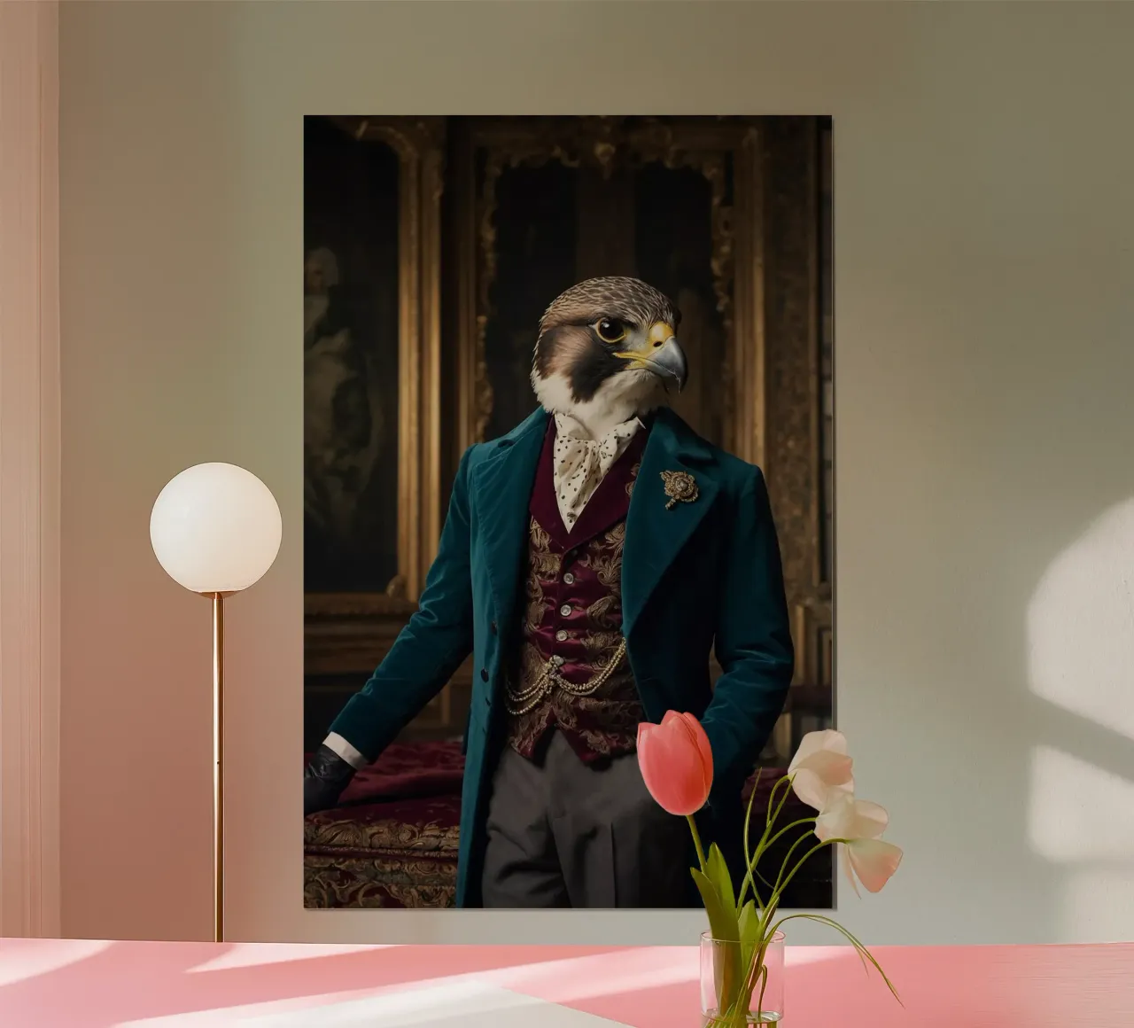 Sir Peregrine von Talon - Il falco aristocratico poster con telaio in alluminio da Beasts of Nobility