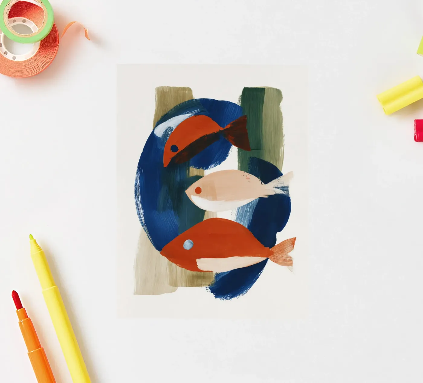 Abstracte vis sticker van ThingDesign