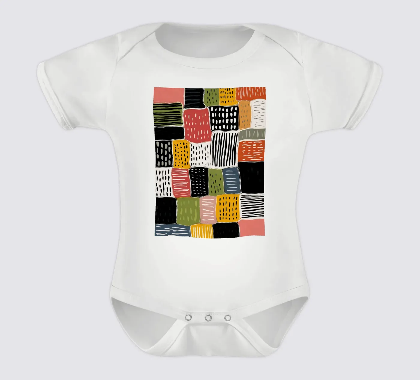 Playful Patchwork Kurzarm Babybody von Sienna Atelier