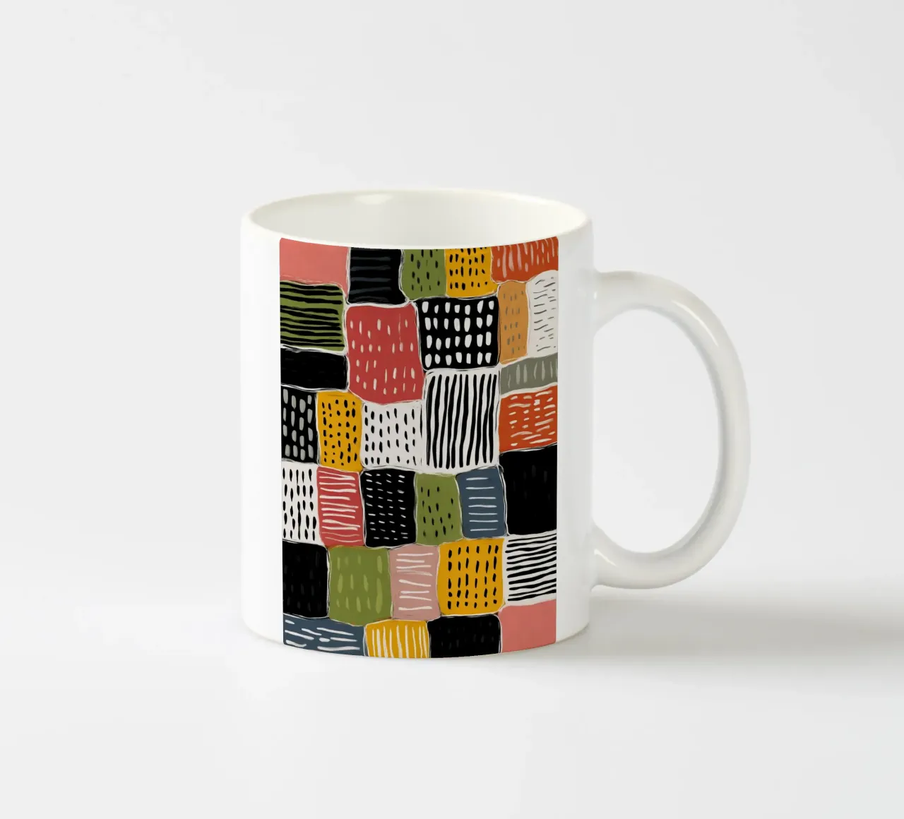 Playful Patchwork ceramic mug by Sienna Atelier
