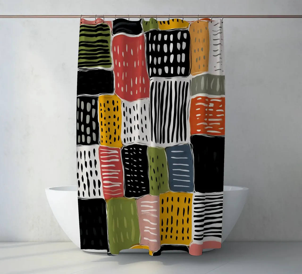 Playful Patchwork douchegordijn van Sienna Atelier