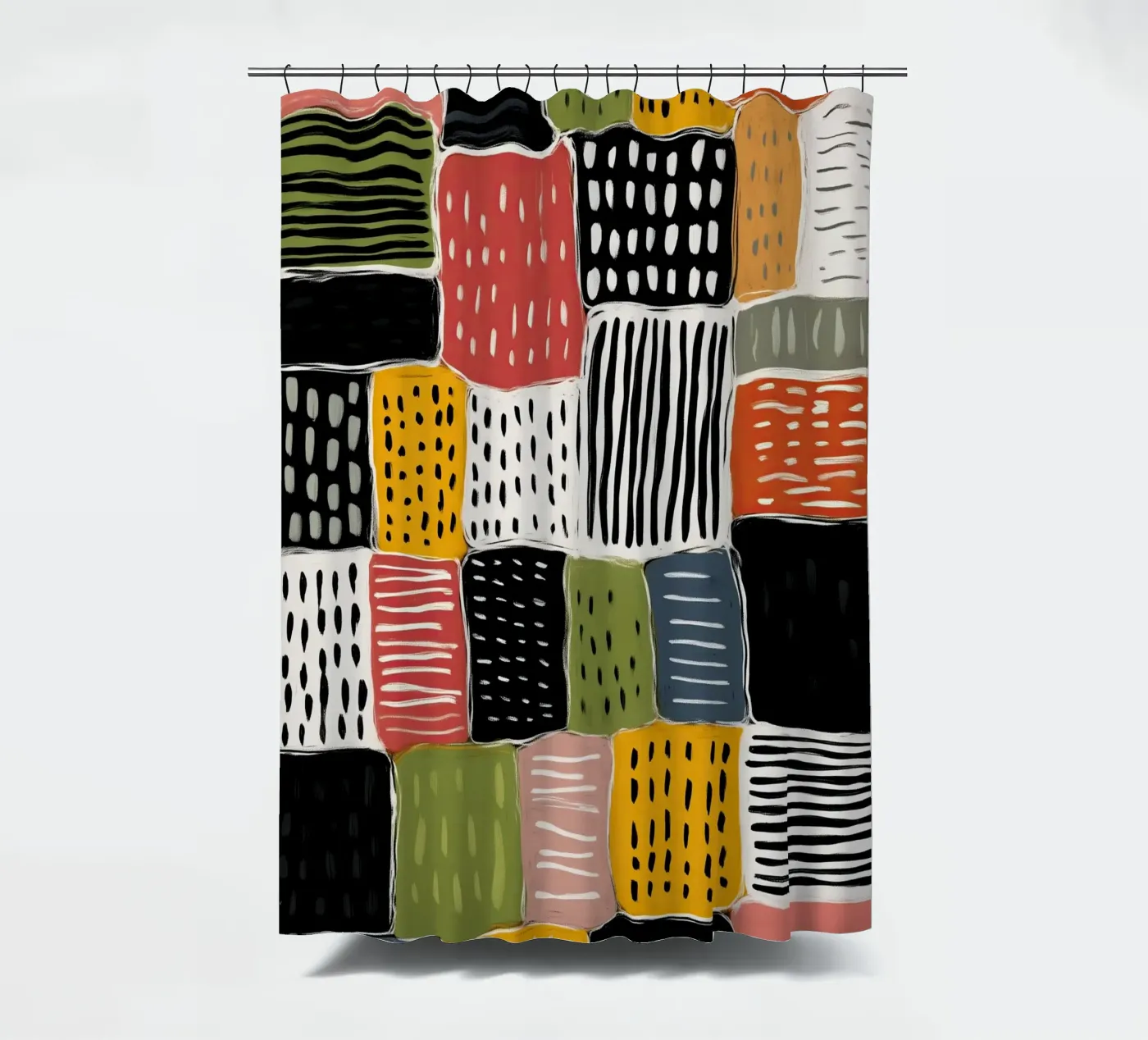 Playful Patchwork Duschvorhang von Sienna Atelier