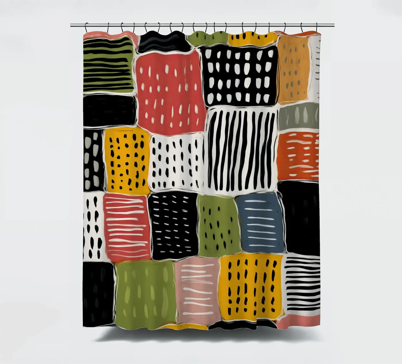 Playful Patchwork Duschvorhang von Sienna Atelier