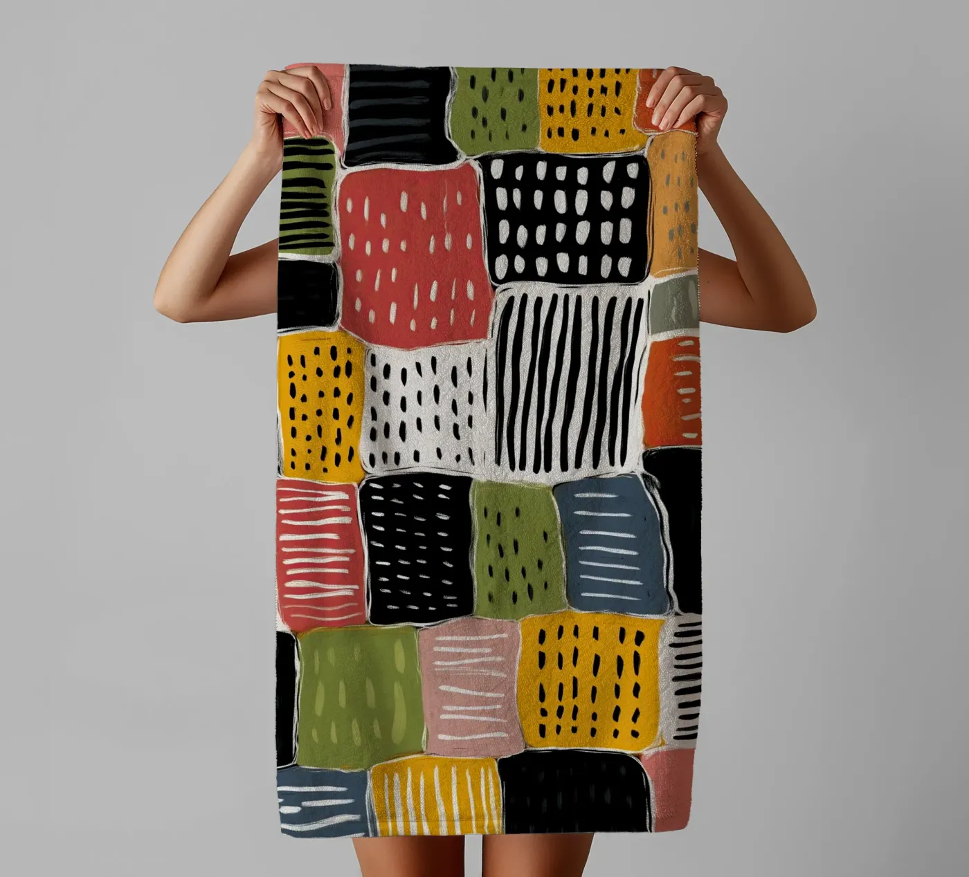 Playful Patchwork towel by Sienna Atelier