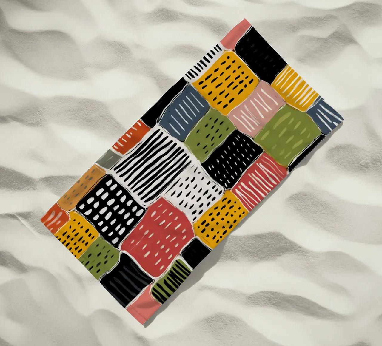 Playful Patchwork strandhanddoek van Sienna Atelier