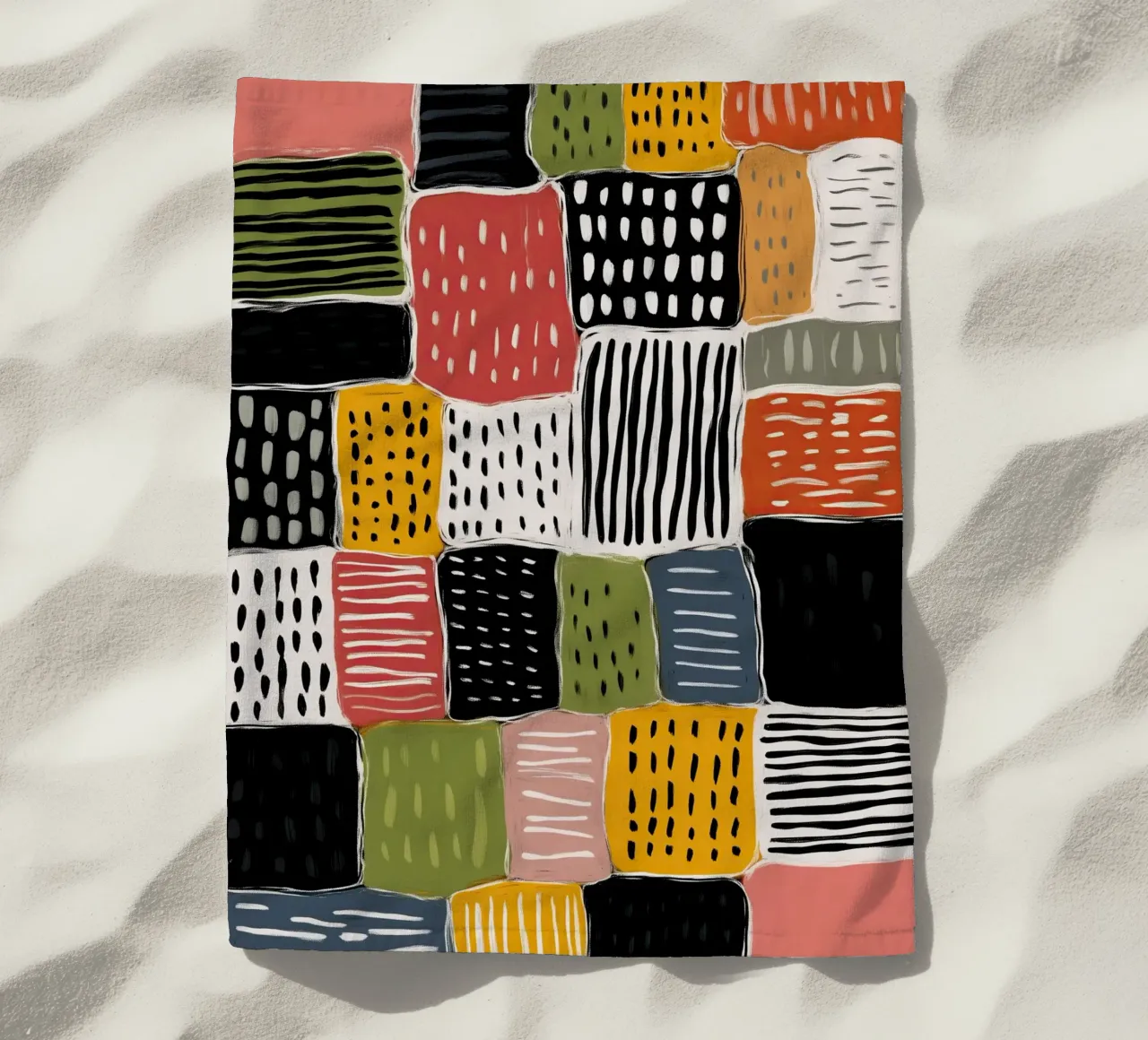 Playful Patchwork strandhanddoek van Sienna Atelier