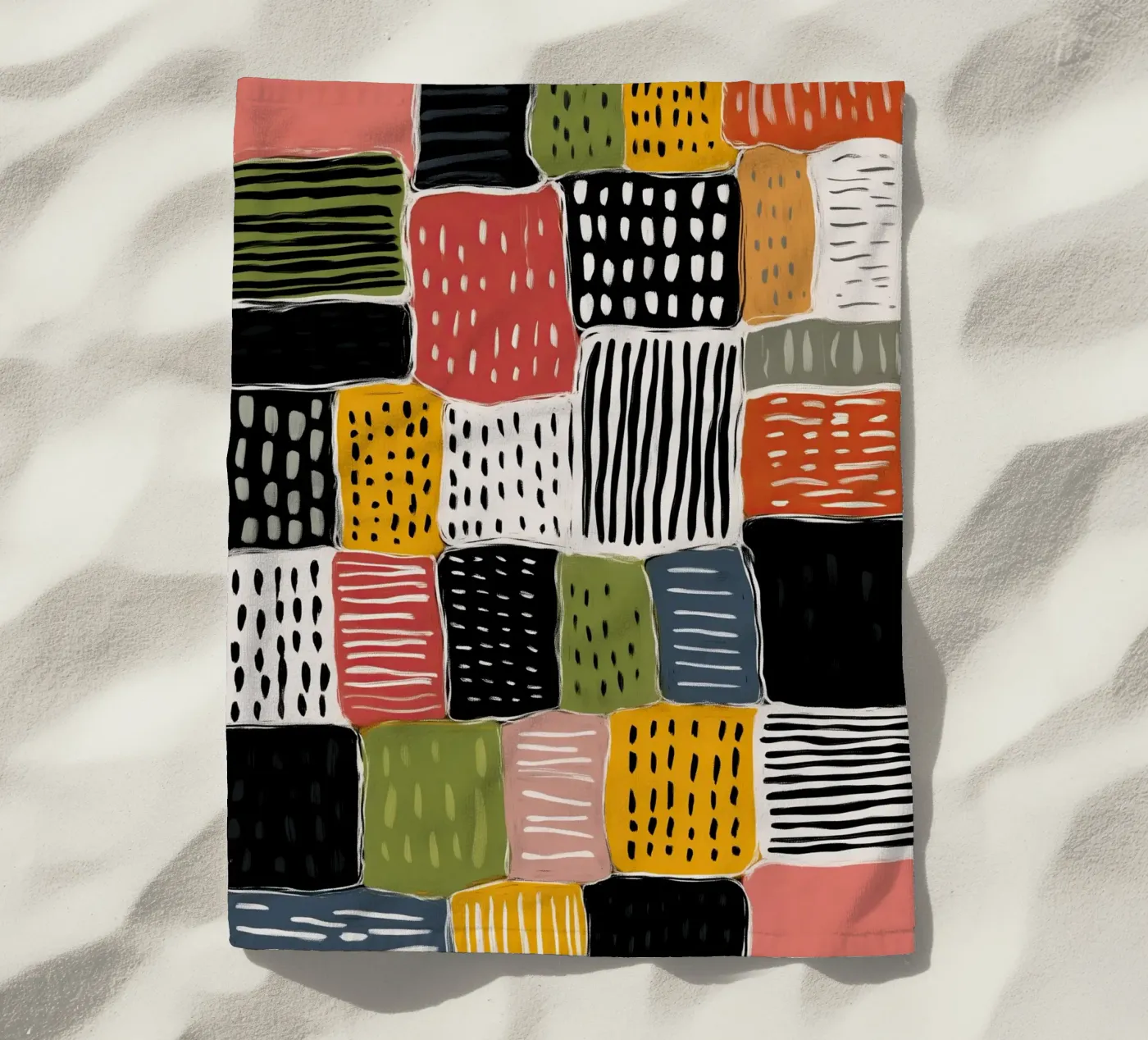 Playful Patchwork strandhanddoek van Sienna Atelier