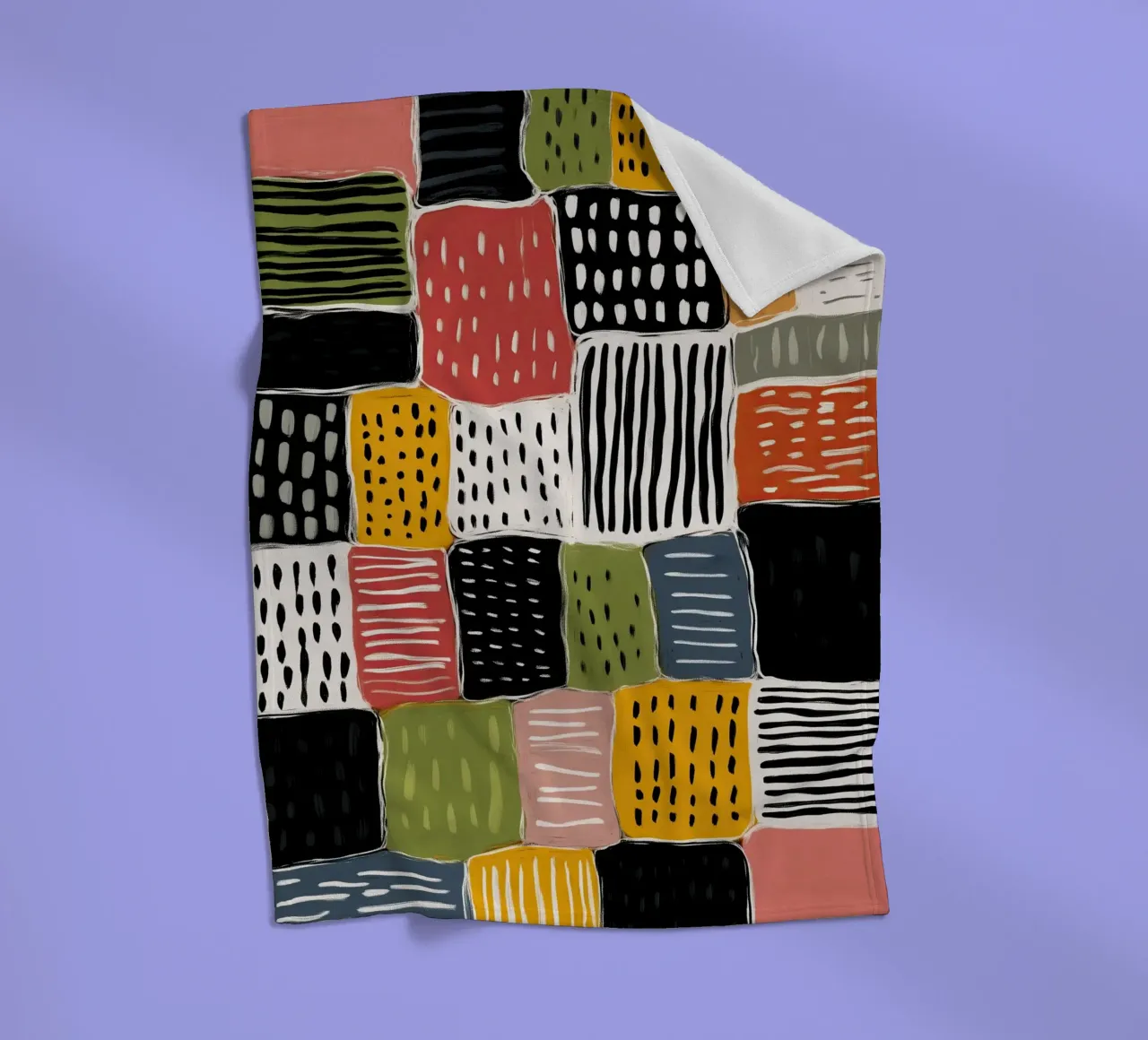 Playful Patchwork Fleecedecke von Sienna Atelier