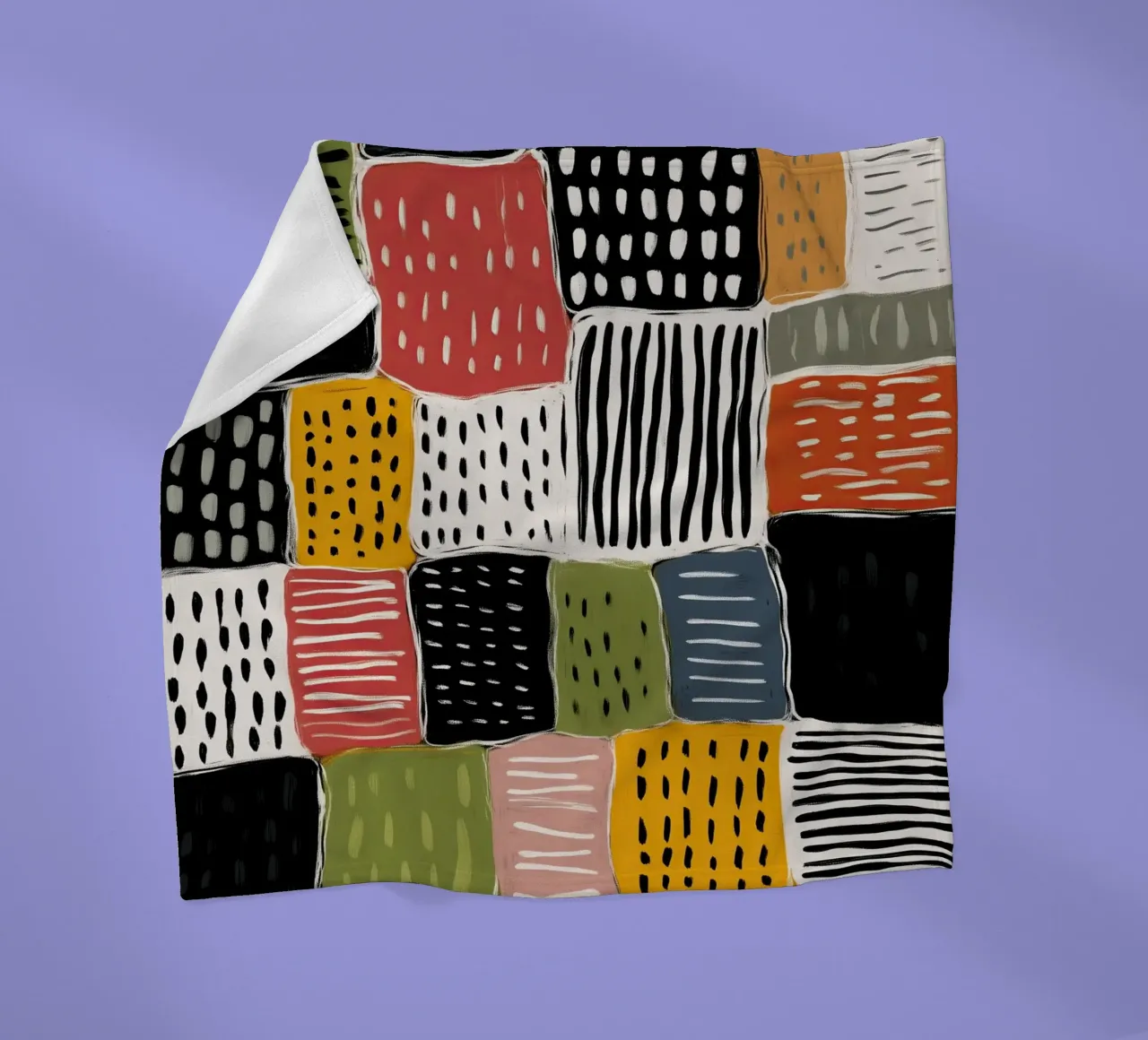 Playful Patchwork Fleecedecke von Sienna Atelier