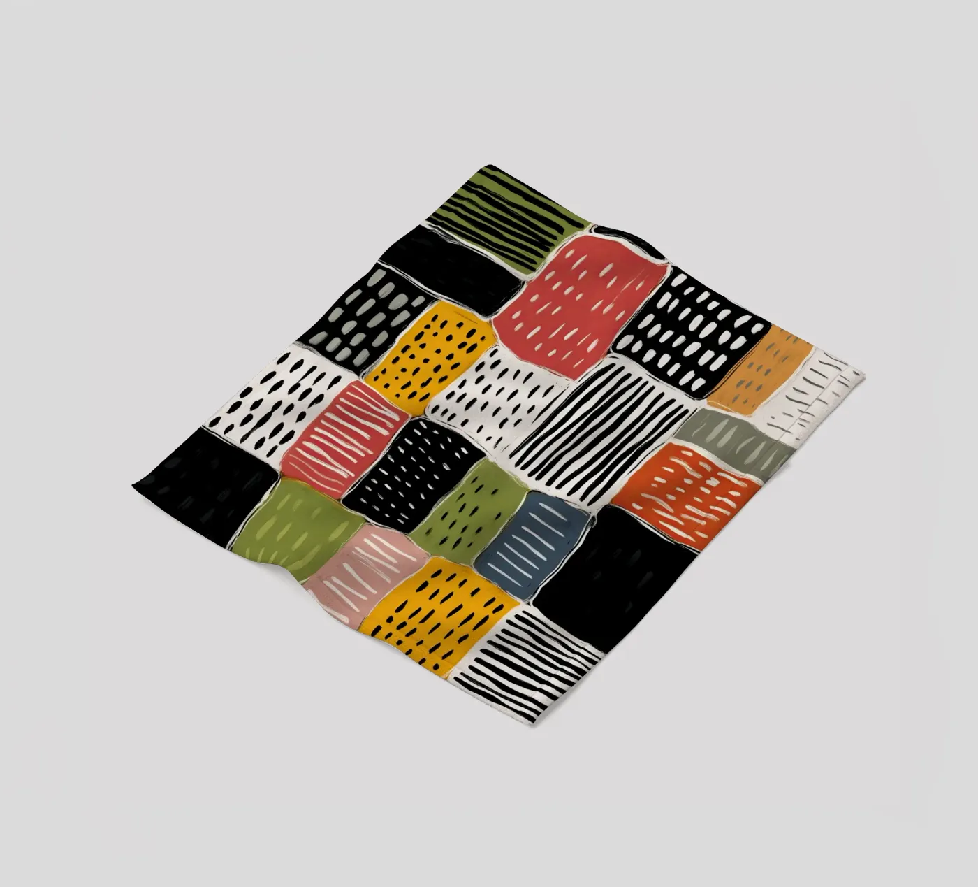 Playful Patchwork fleece blanket by Sienna Atelier