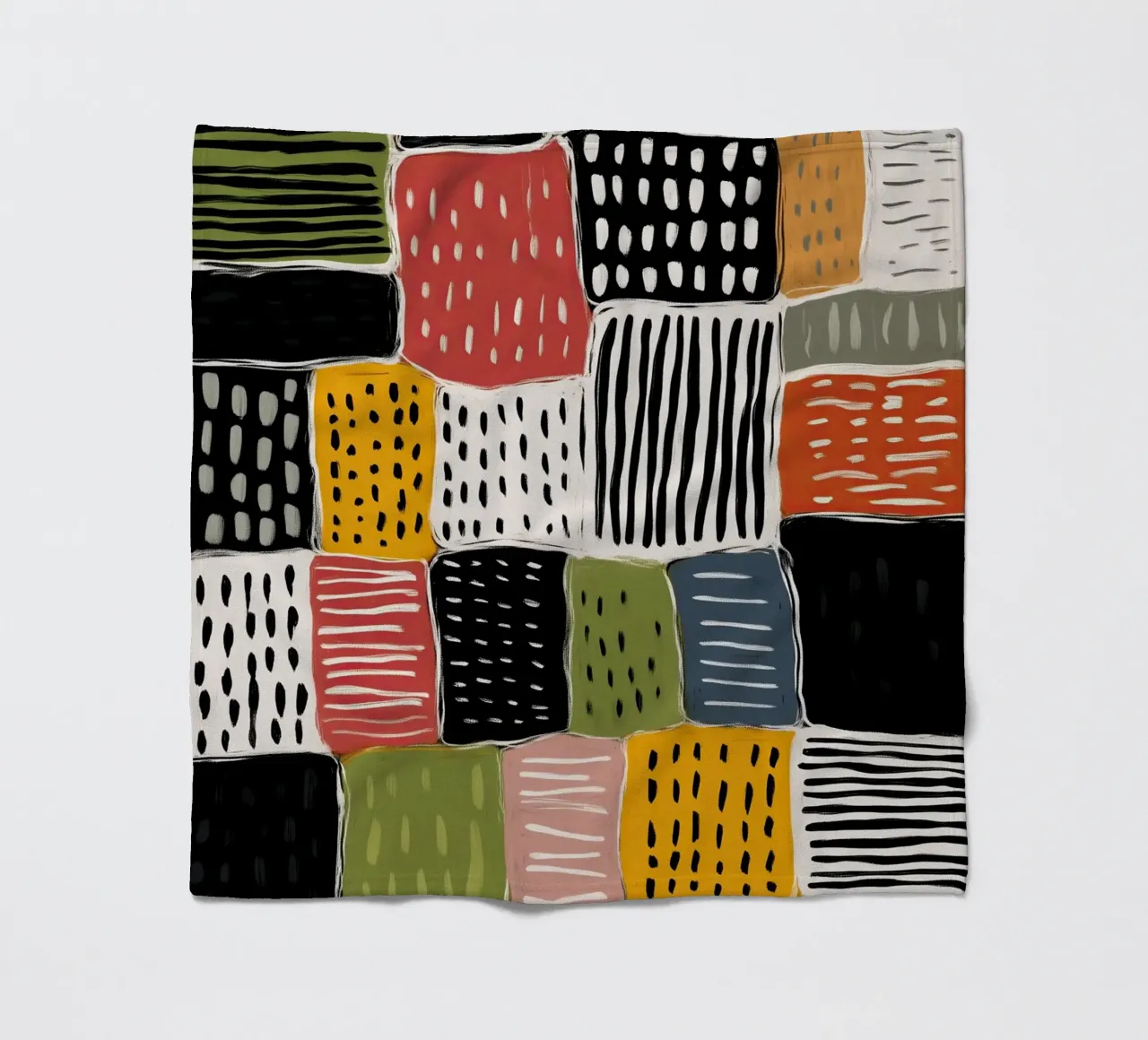 Playful Patchwork Fleecedecke von Sienna Atelier