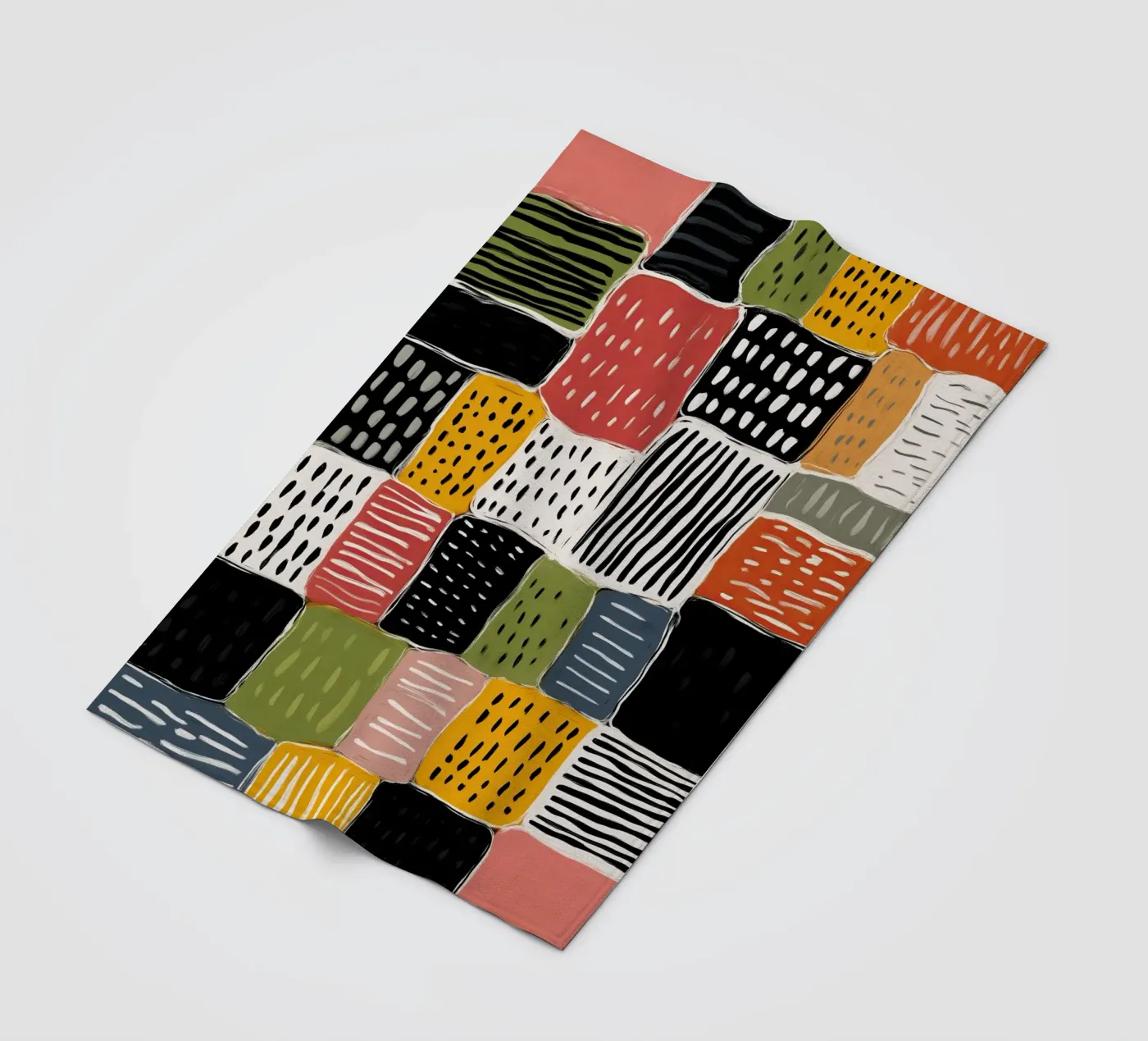 Playful Patchwork fleece blanket by Sienna Atelier