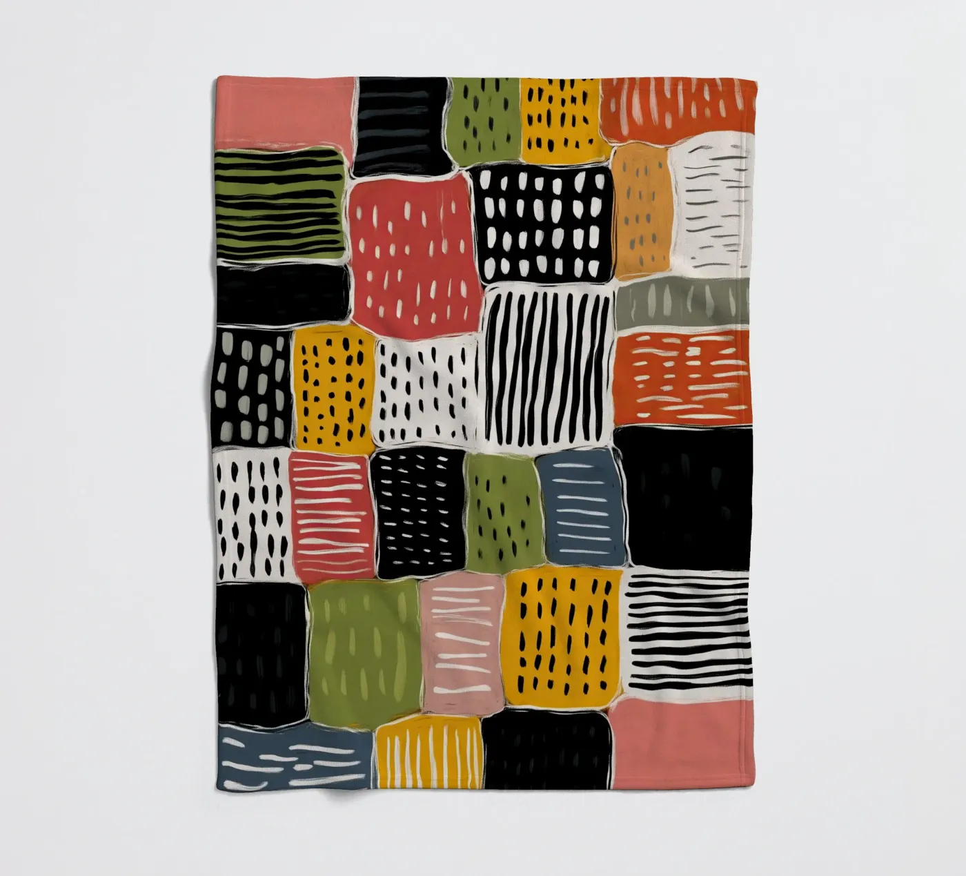 Playful Patchwork fleece blanket by Sienna Atelier