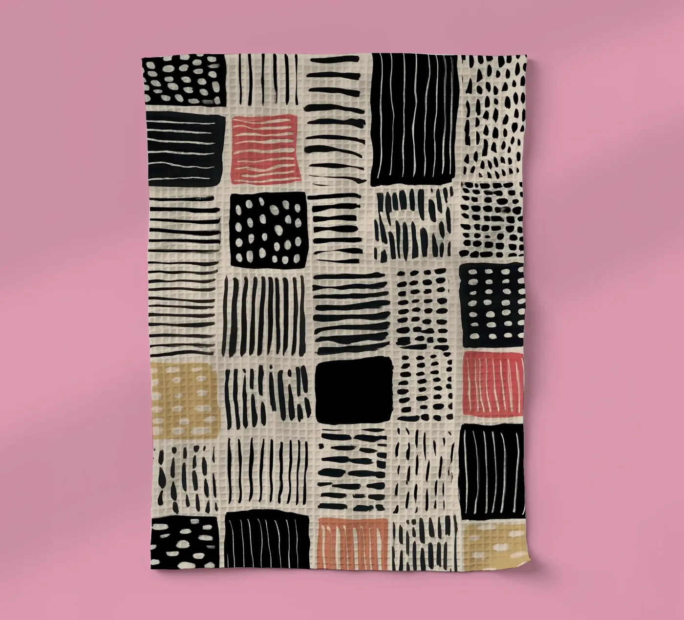 Ink Patchwork tea towel by Sienna Atelier