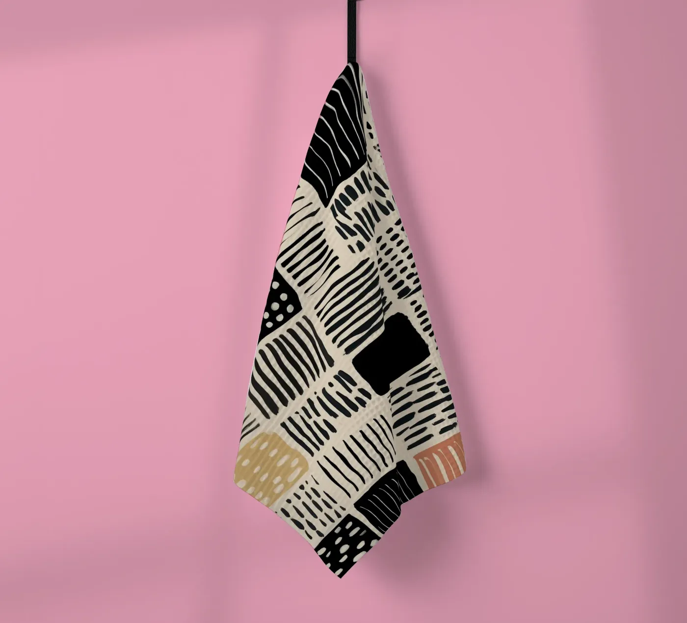 Ink Patchwork tea towel by Sienna Atelier
