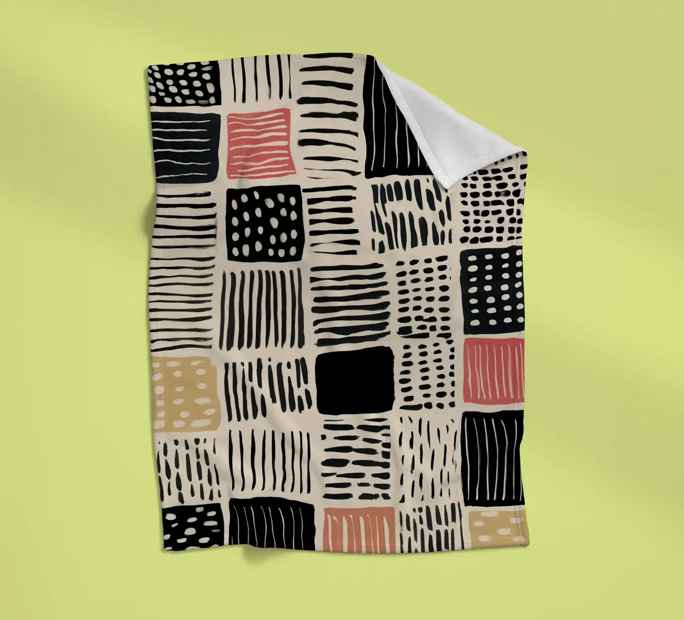 Ink Patchwork fleece blanket by Sienna Atelier