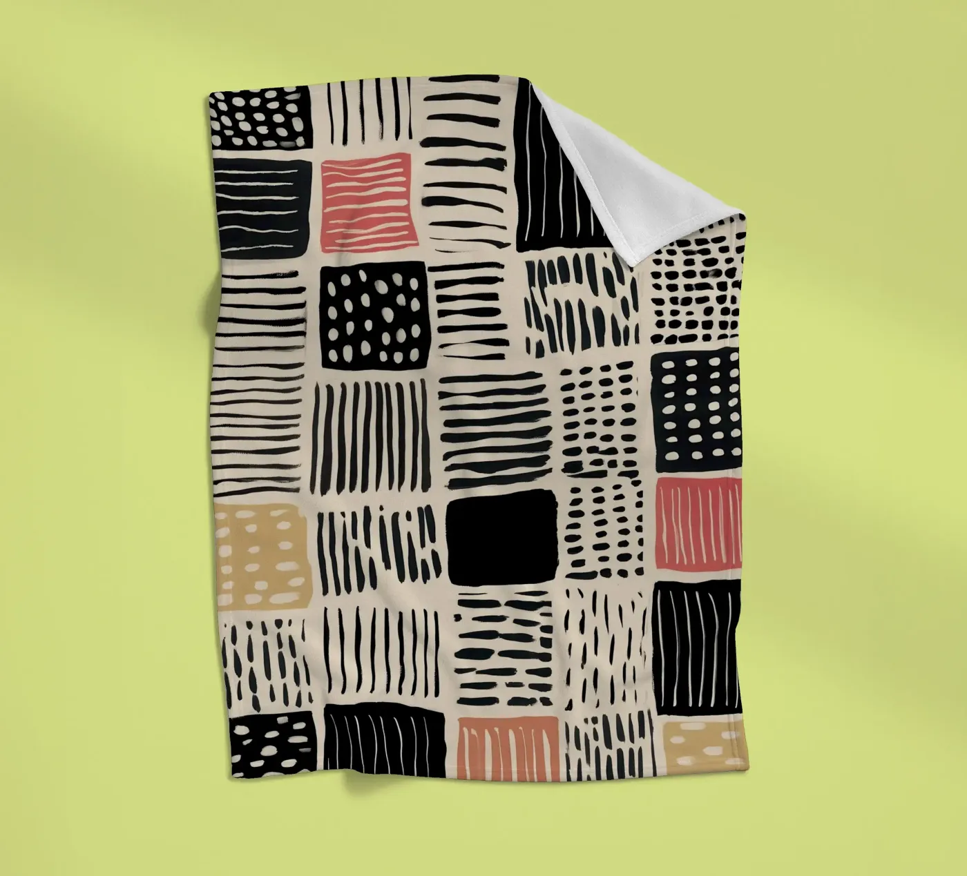 Ink Patchwork fleece blanket by Sienna Atelier