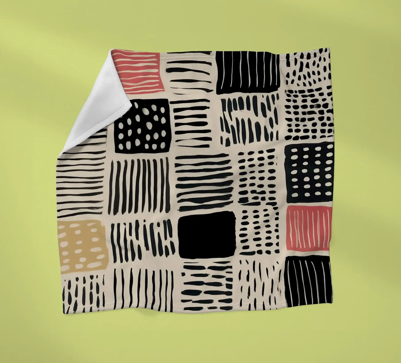 Ink Patchwork fleece blanket by Sienna Atelier