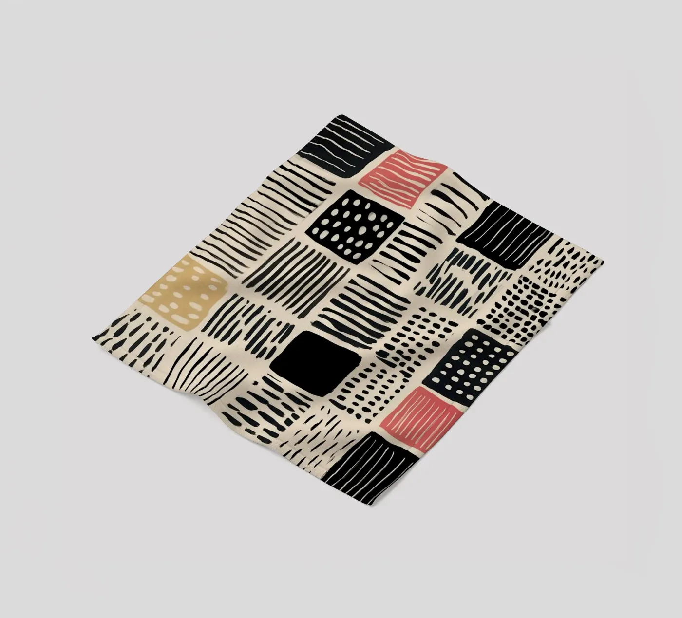 Ink Patchwork fleece blanket by Sienna Atelier