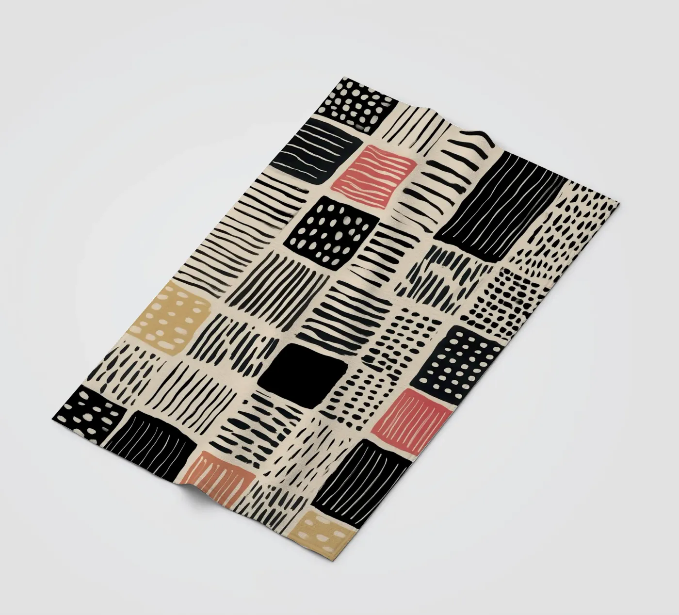 Ink Patchwork fleece blanket by Sienna Atelier
