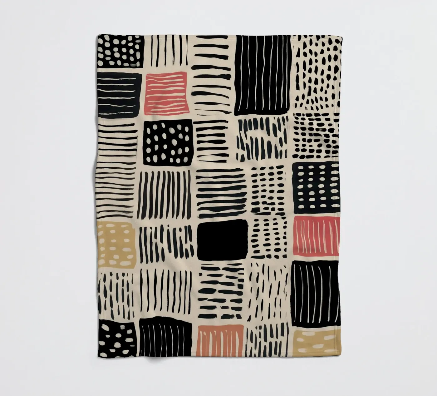 Ink Patchwork fleece blanket by Sienna Atelier