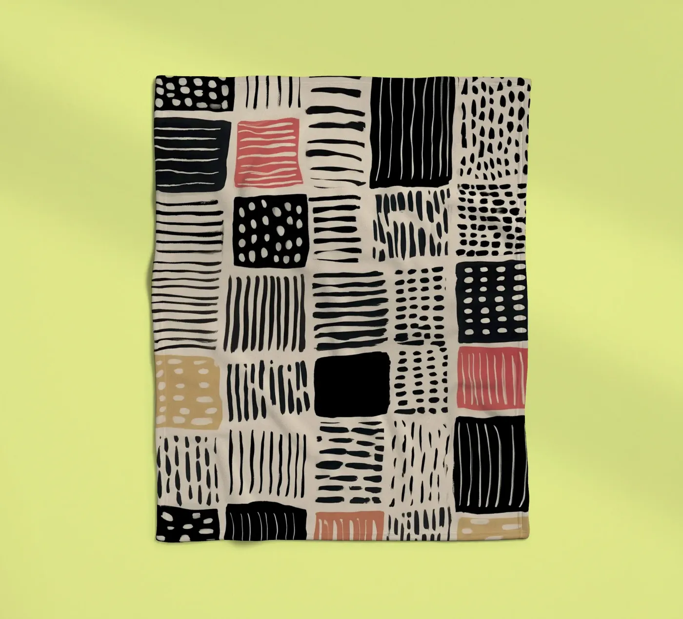 Ink Patchwork fleece blanket by Sienna Atelier