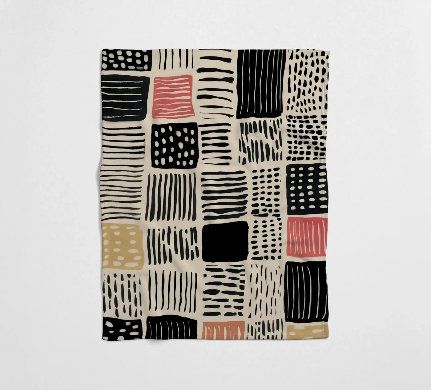 Ink Patchwork fleece blanket by Sienna Atelier