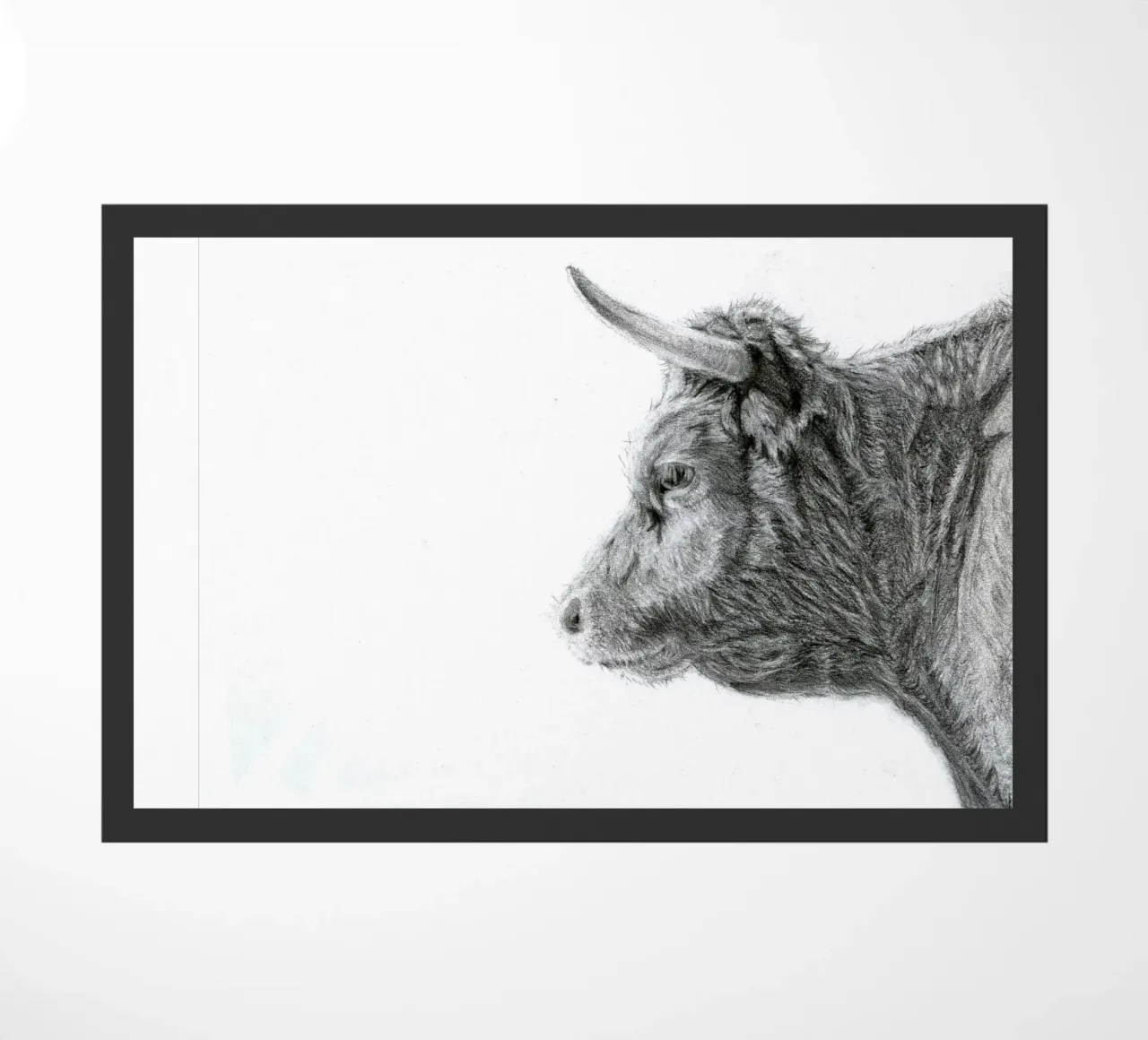 Fissando la nebbia - Ritratto di mucca a matita zerbino da Patruschka’s Paintings