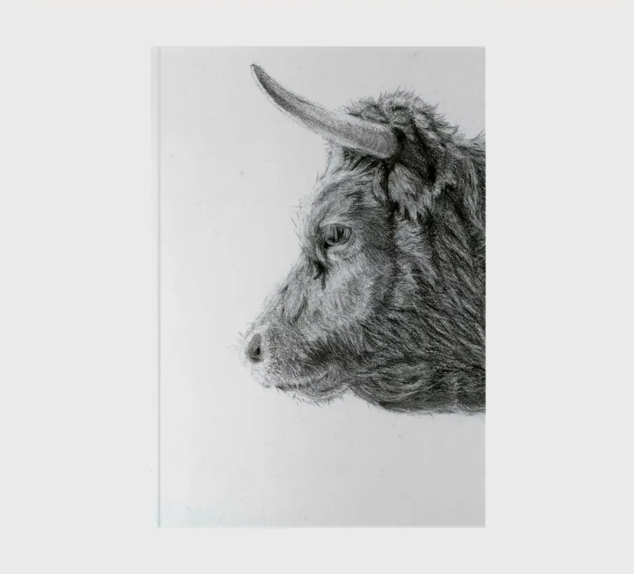 Staring in the fog-Cow Portrait in Pencil notebook by Patruschka’s Paintings