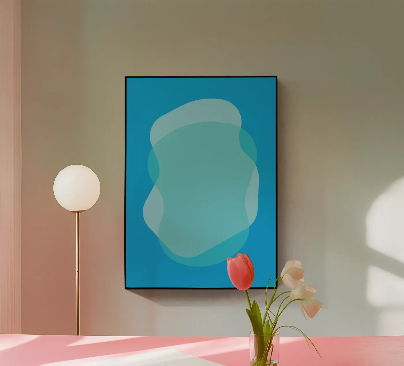 Blue Blob Ocean acrylic glass by Yoko Drawing Art